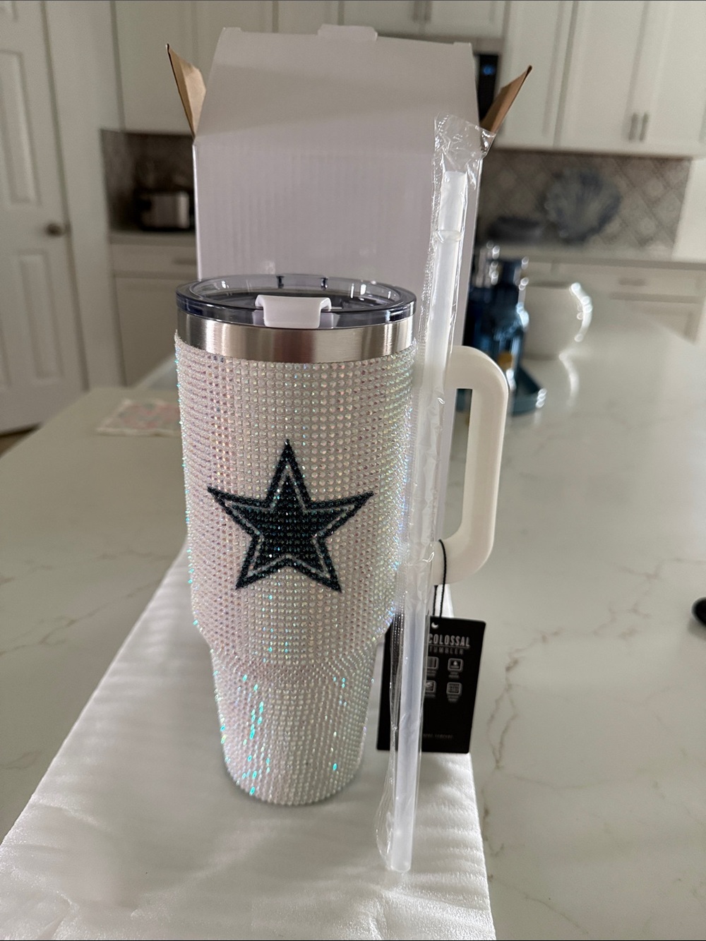 Rhinestone Star Travel Tumbler - Sparkling White Crystal